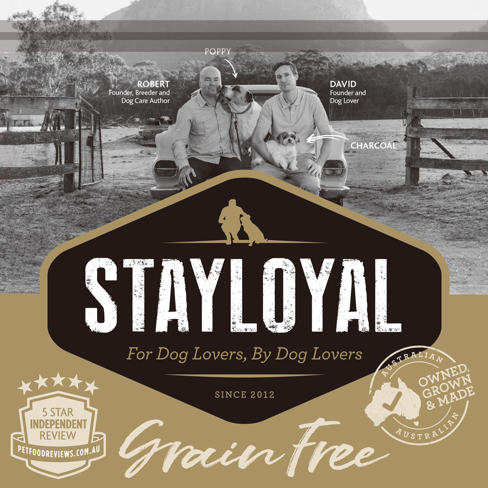 STAYLOYAL ステイロイヤル グレインフリーのロゴと創業者 ドライドッグフード